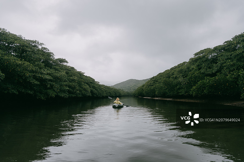 红树林河流与皮划艇图片素材