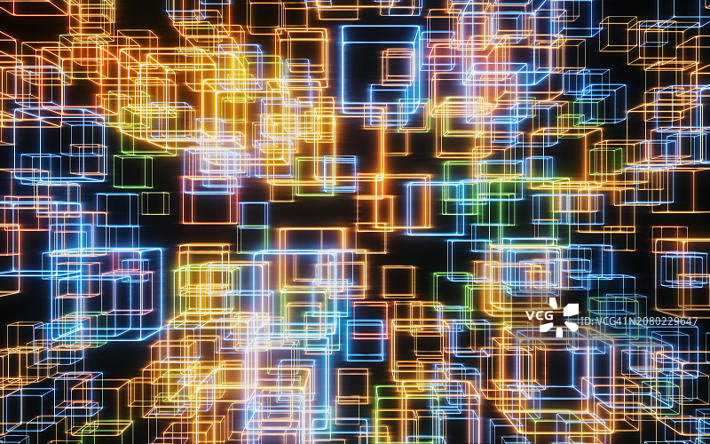 抽象彩色线条连接网络背景图片素材