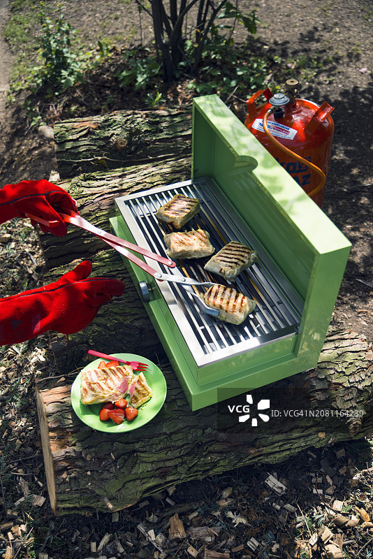 烤冰淇淋块配草莓图片素材