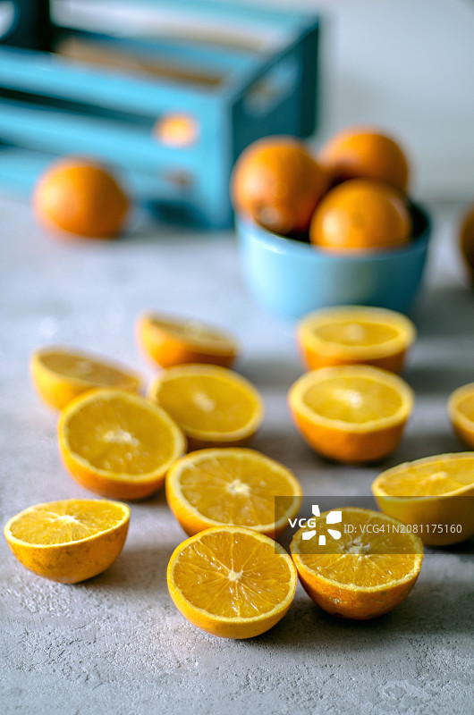 对半切的橙子图片素材