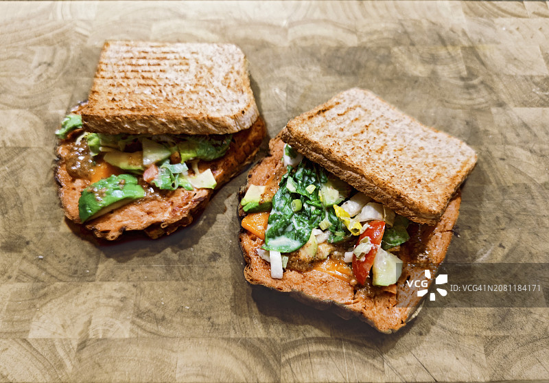 蔬菜肉卷三明治图片素材