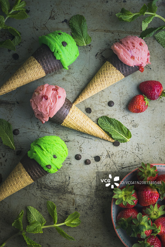 巧克力碎片薄荷冰淇淋图片素材