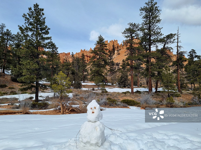 犹他州布莱斯峡谷国家公园的雪人图片素材