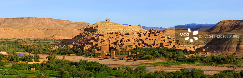 摩洛哥阿伊特·本·哈杜 Kasbah 全景图片素材