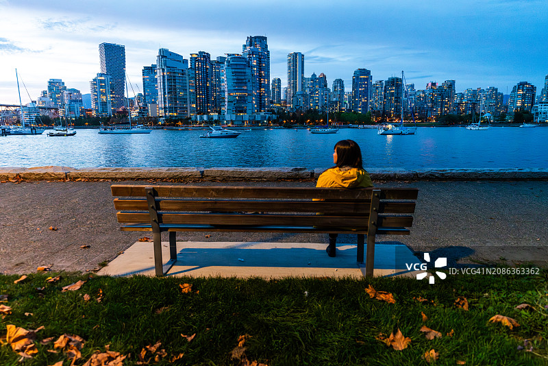 温哥华码头黄昏宁静图片素材