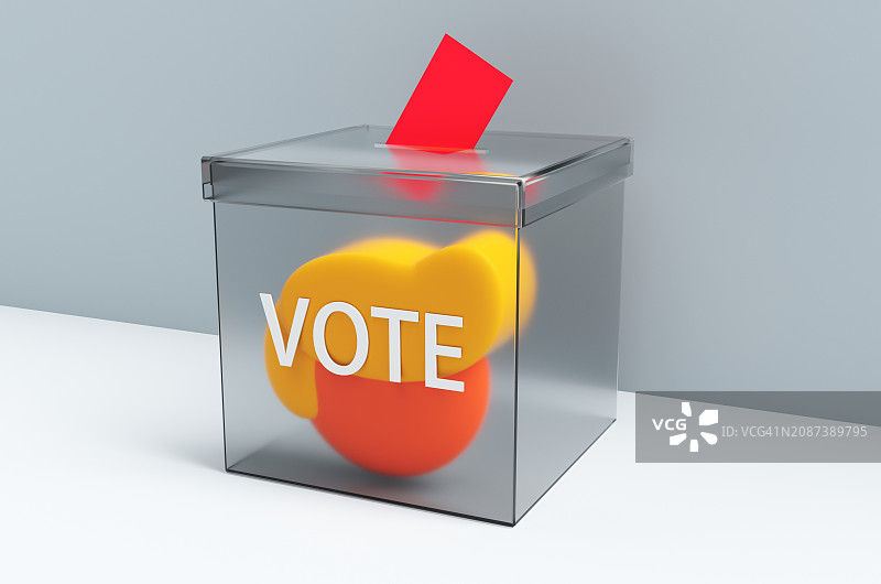 透明总统选举投票箱内含人头像抽象概念图片素材