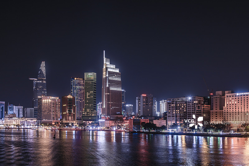 越南胡志明市第一区夜景图片素材