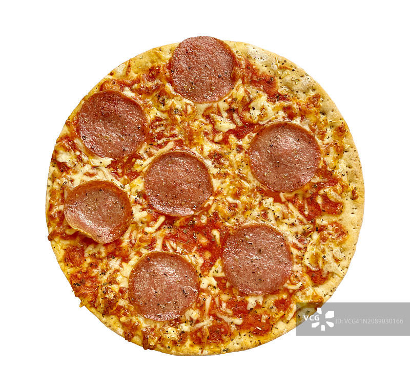 奶酪和烟熏萨拉米石烤披萨图片素材