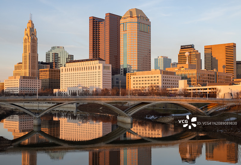俄亥俄州哥伦布市中心天际线图片素材