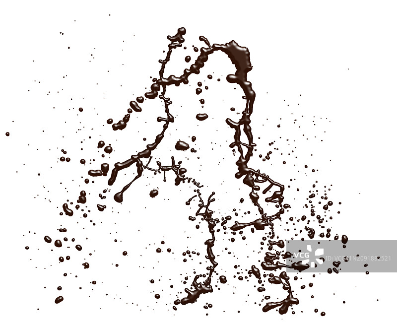 白色背景上的热巧克力滴和飞溅图片素材