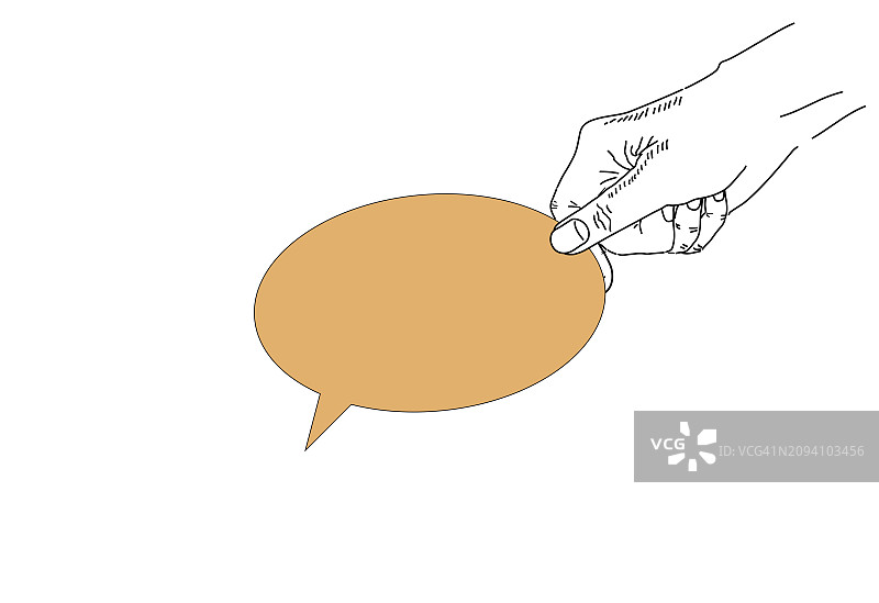 手持语音气泡文本聊天沟通扁平插画图片素材