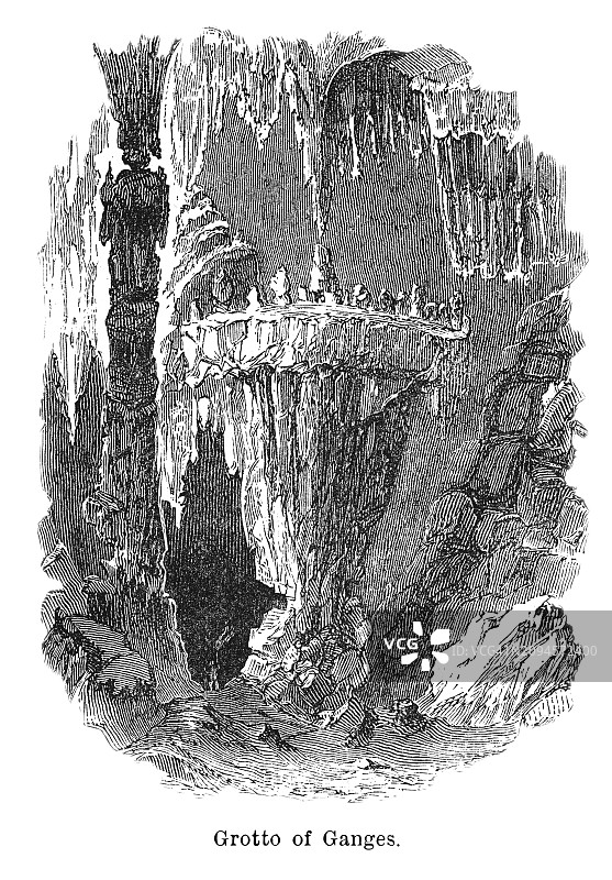 法国南部埃罗山谷少女洞穴古老雕刻插图图片素材