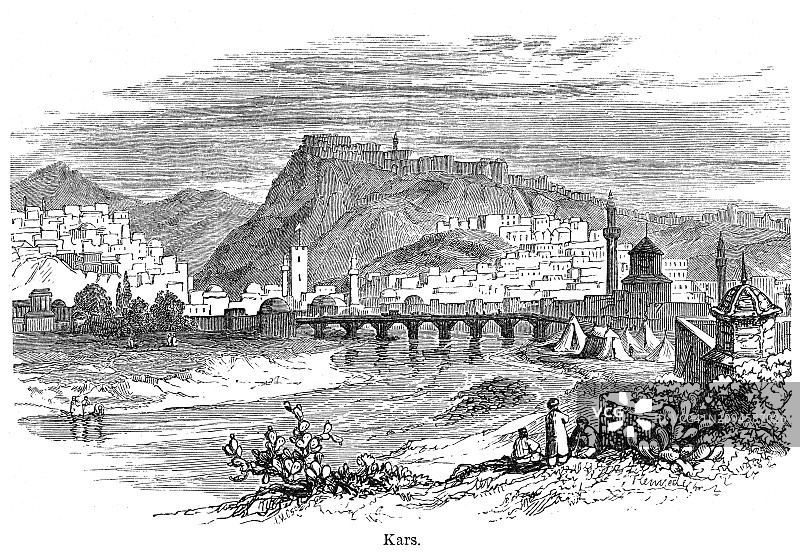 土耳其东北部城市卡尔斯的古老雕刻插画图片素材