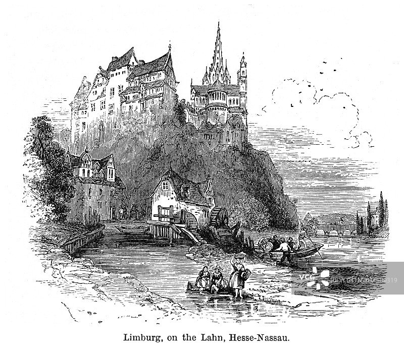 德国黑森州林堡-魏尔堡地区林堡古老雕刻插图图片素材