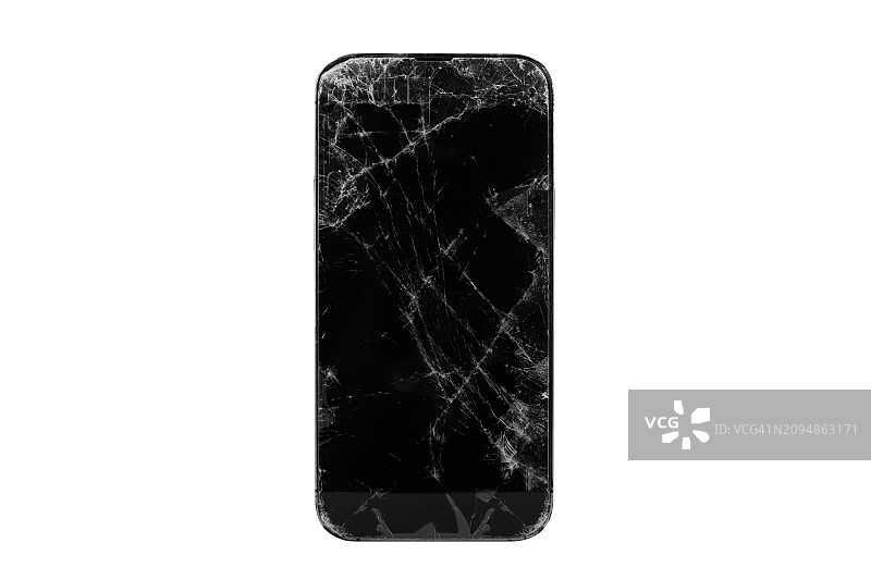 白色背景下的碎屏智能手机模型图片素材