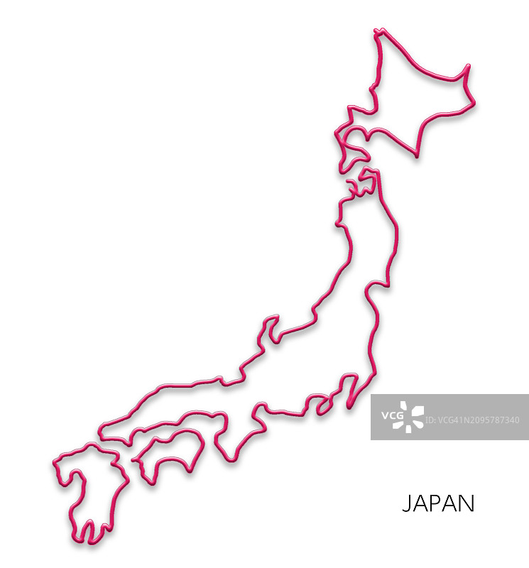 线条绘制的日本地图图片素材