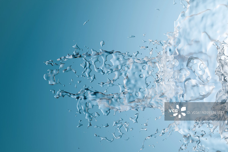 蓝色背景上的水花图片素材