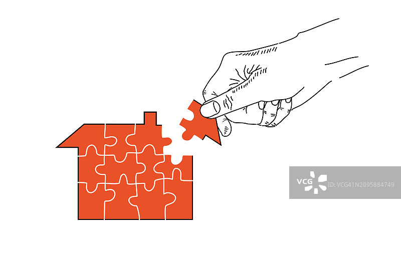 手持房屋拼图，房屋储蓄概念图片素材
