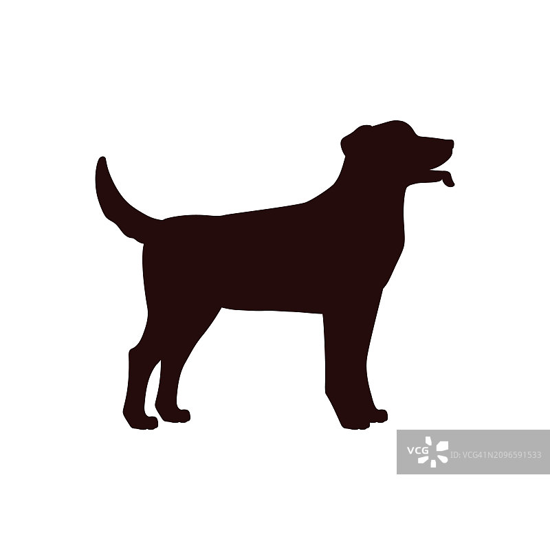 黑色拉布拉多猎犬剪影矢量图，可爱的宠物狗侧视图图片素材