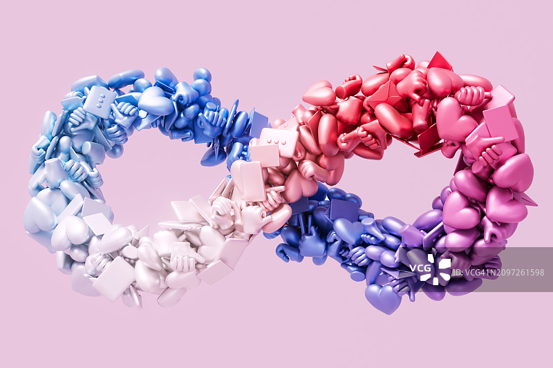 无限符号和彩色几何形状的抽象组合图片素材