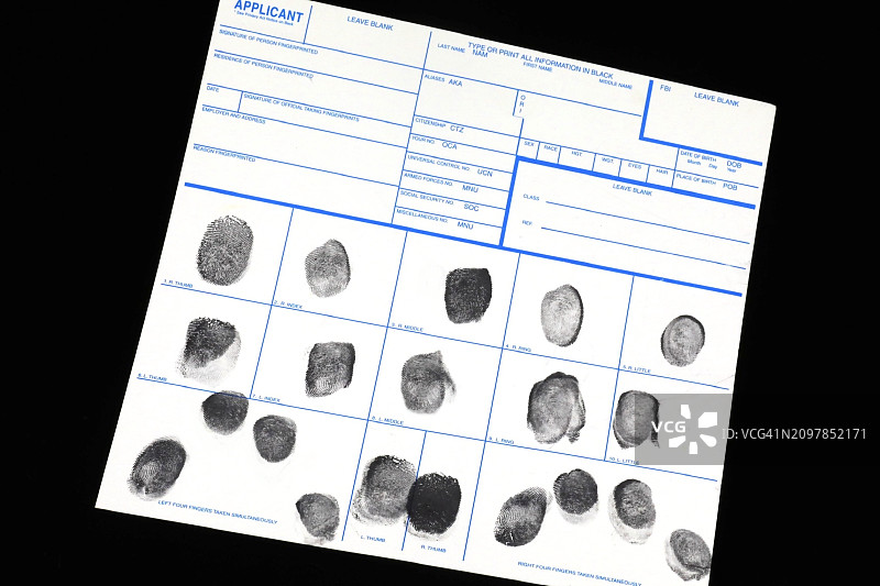 犯罪记录上的指纹图片素材