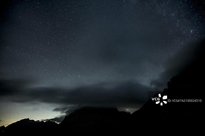 奥地利蒙塔丰山脉的银河和星空图片素材