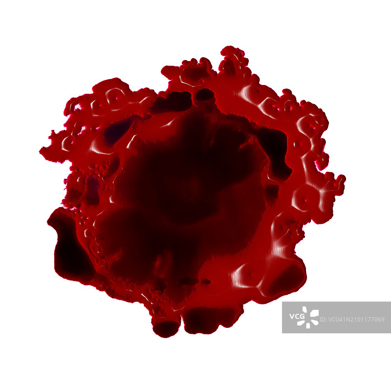 白色画布上滑动的红色浮雕液滴图片素材