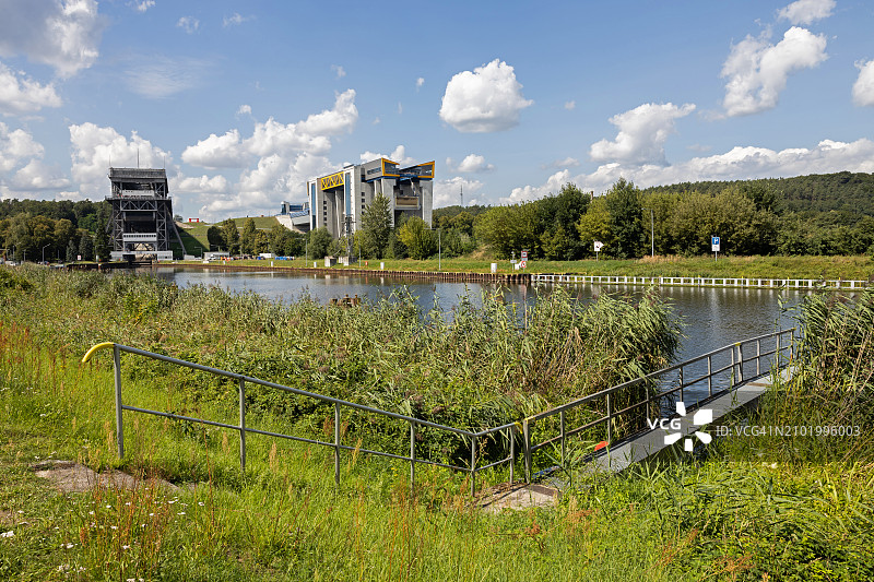 尼德芬诺船舶升降机全景——勃兰登堡州的古老建筑图片素材