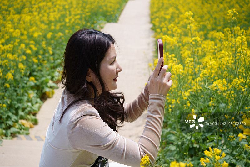 女人用手机拍照图片素材