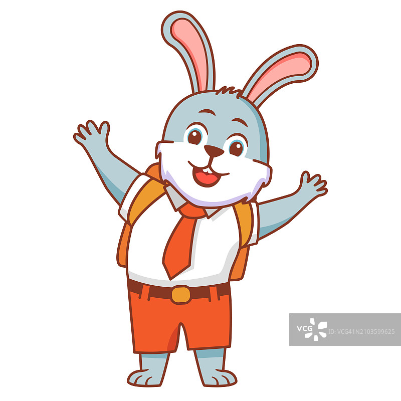 准备上学的可爱野兔或背包图片素材