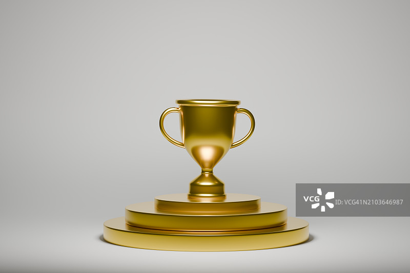 白色背景上的金色奖杯领奖台图片素材