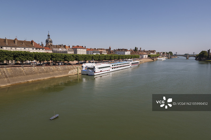 索恩河畔沙隆的游船图片素材