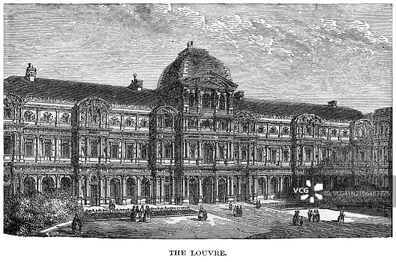 法国巴黎卢浮宫古老雕刻插图图片素材