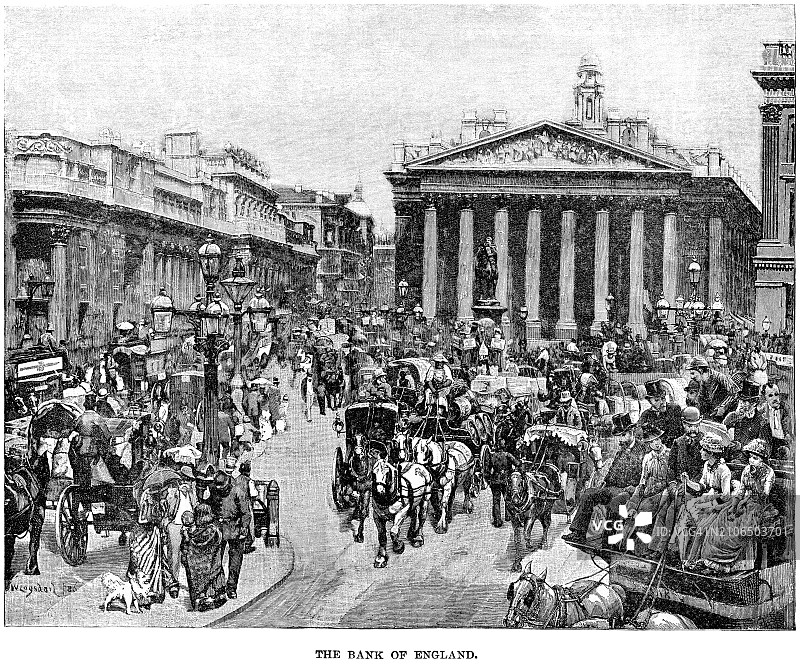 英国伦敦英格兰银行旧插图图片素材