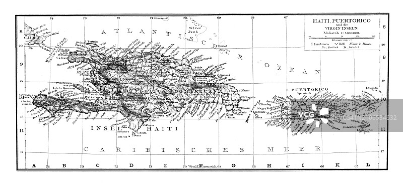 海地旧石版画地图图片素材
