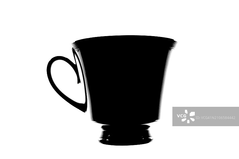 白色背景上的茶杯剪影图片素材