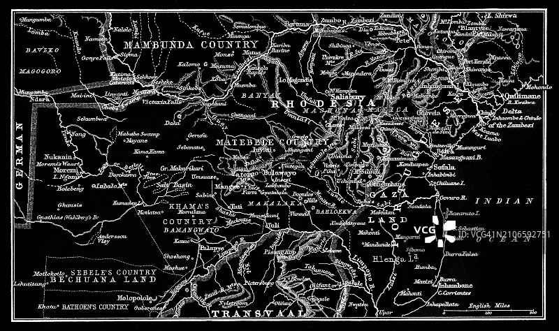 罗得西亚旧石印地图图片素材