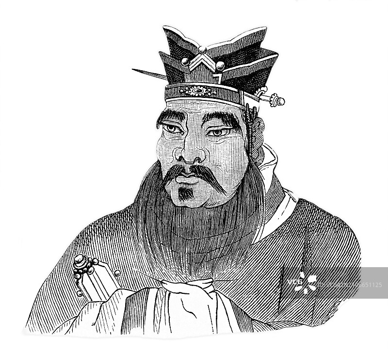孔夫子（孔子）中国哲学家和政治家古老雕刻插图图片素材