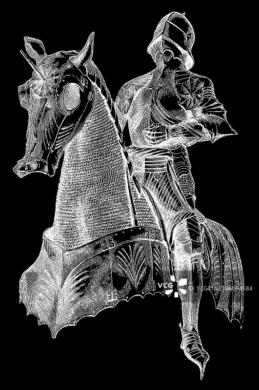 15世纪德国盔甲古版画图片素材