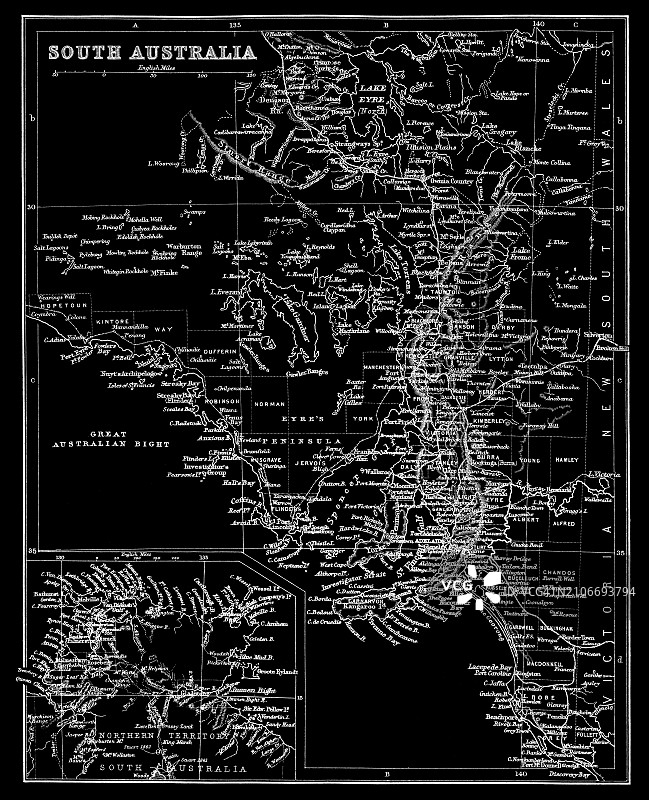 南澳大利亚古老的彩色石印地图图片素材