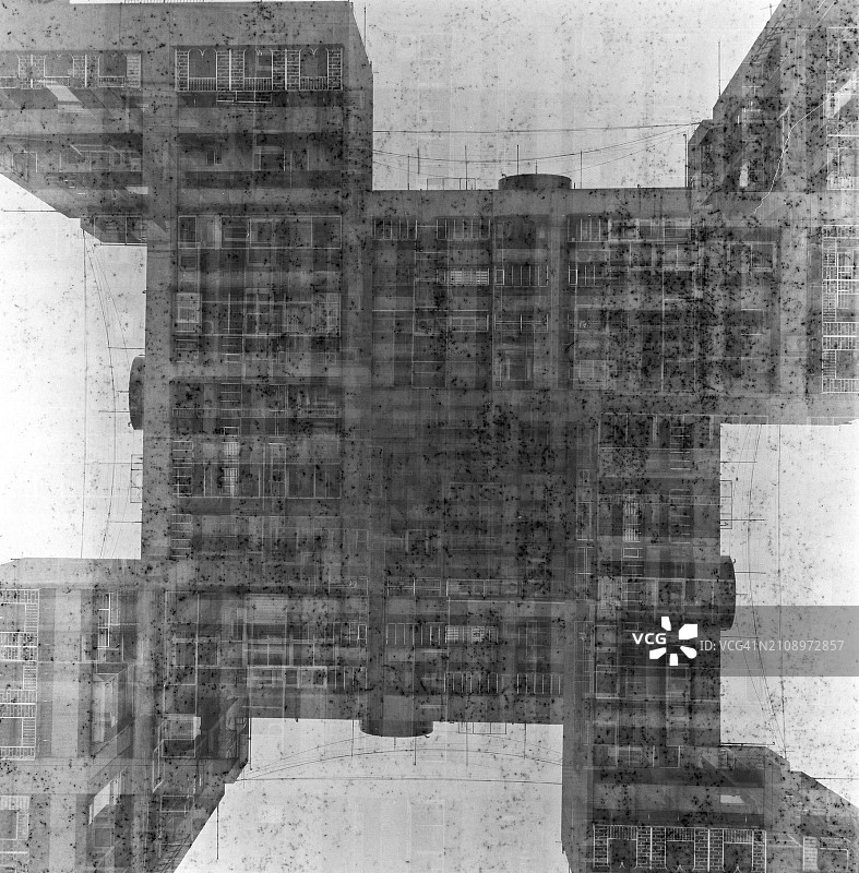 建筑物的双重曝光图片素材