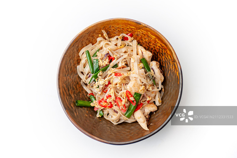 俯视拍摄的白色背景碗中食物图片素材