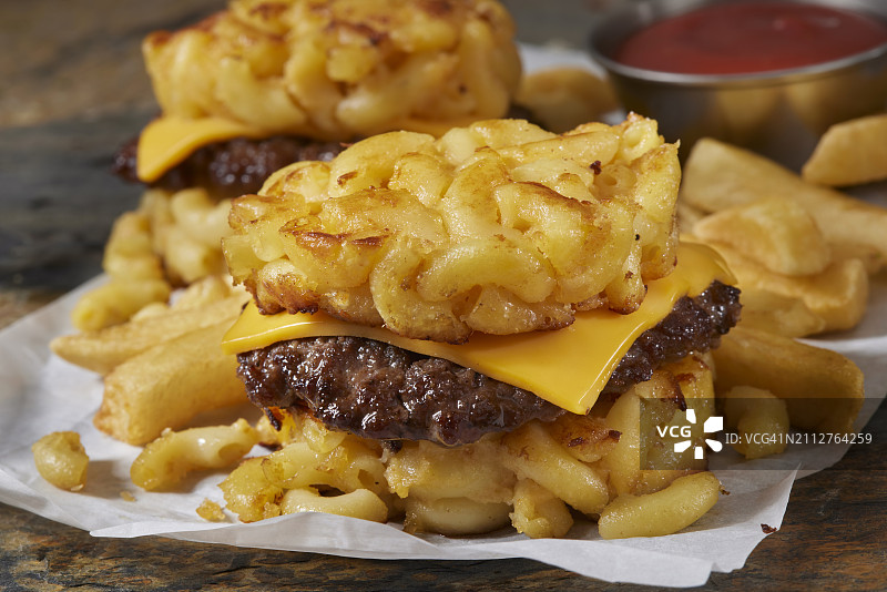 马卡和奶酪汉堡滑块图片素材