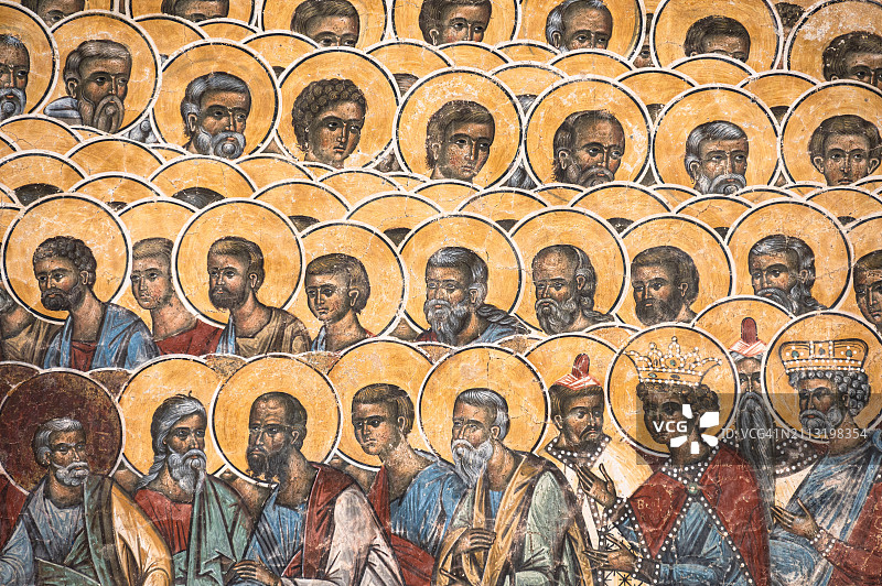 罗马尼亚沃罗内茨修道院美丽的宗教画作图片素材