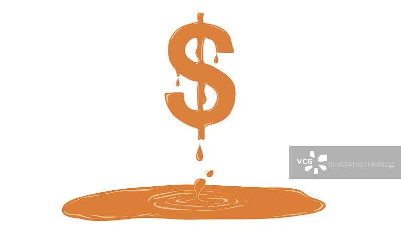白色背景上的融化美元符号，金融和美元图片素材