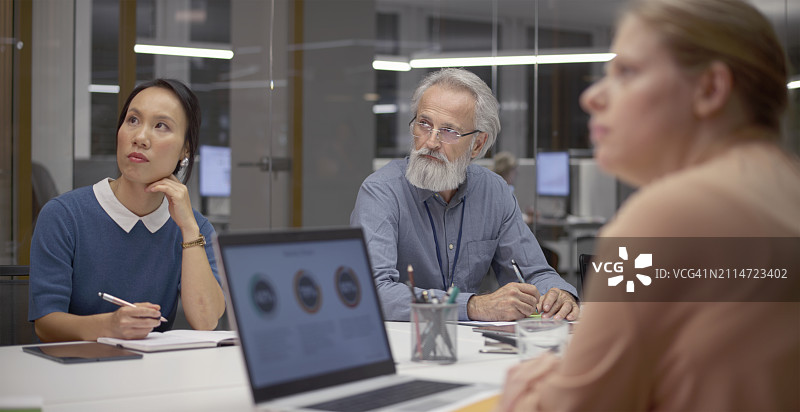 在办公室观看演示文稿的商务人士图片素材