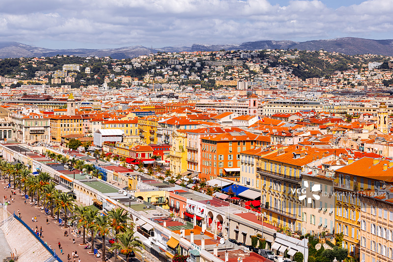 法国尼斯彩色城市景观鸟瞰图图片素材