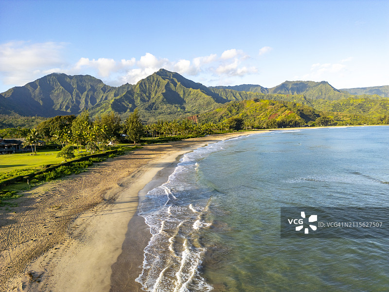 可爱岛哈纳雷湾航拍图片素材