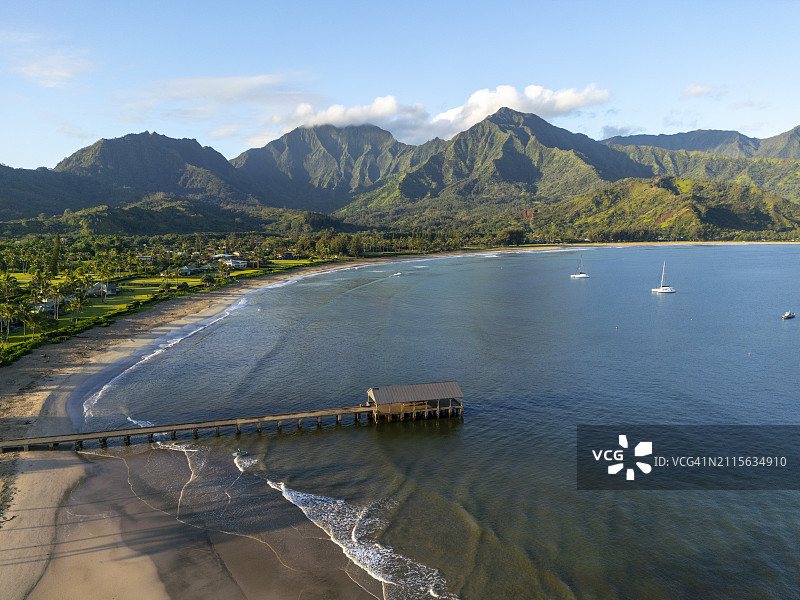 哈纳雷湾码头的空中景观图片素材