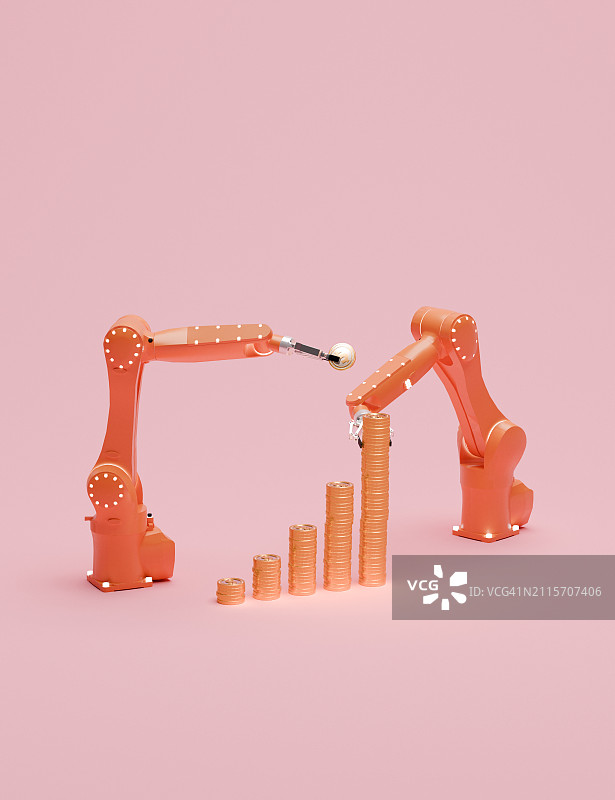 机器人制作美元硬币图表图片素材
